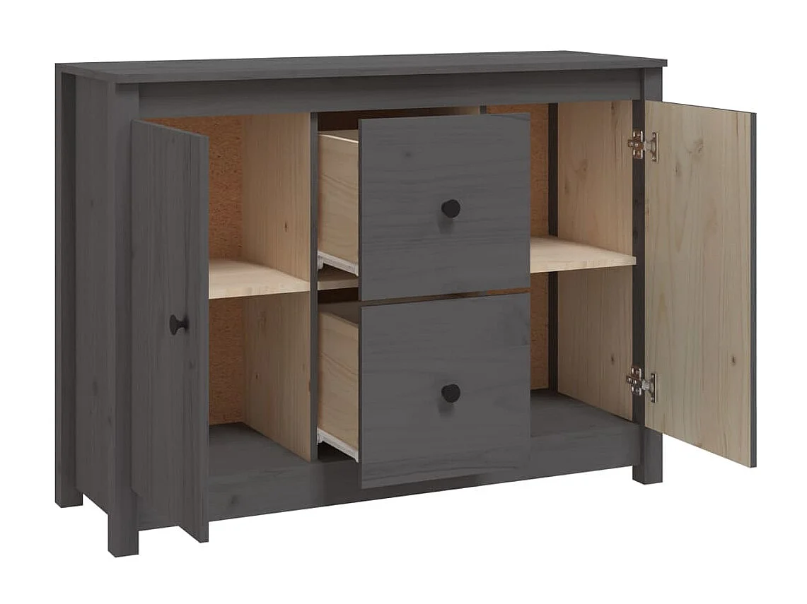 Buffet Gris 100x35x74 cm Bois massif de pin EGER79252