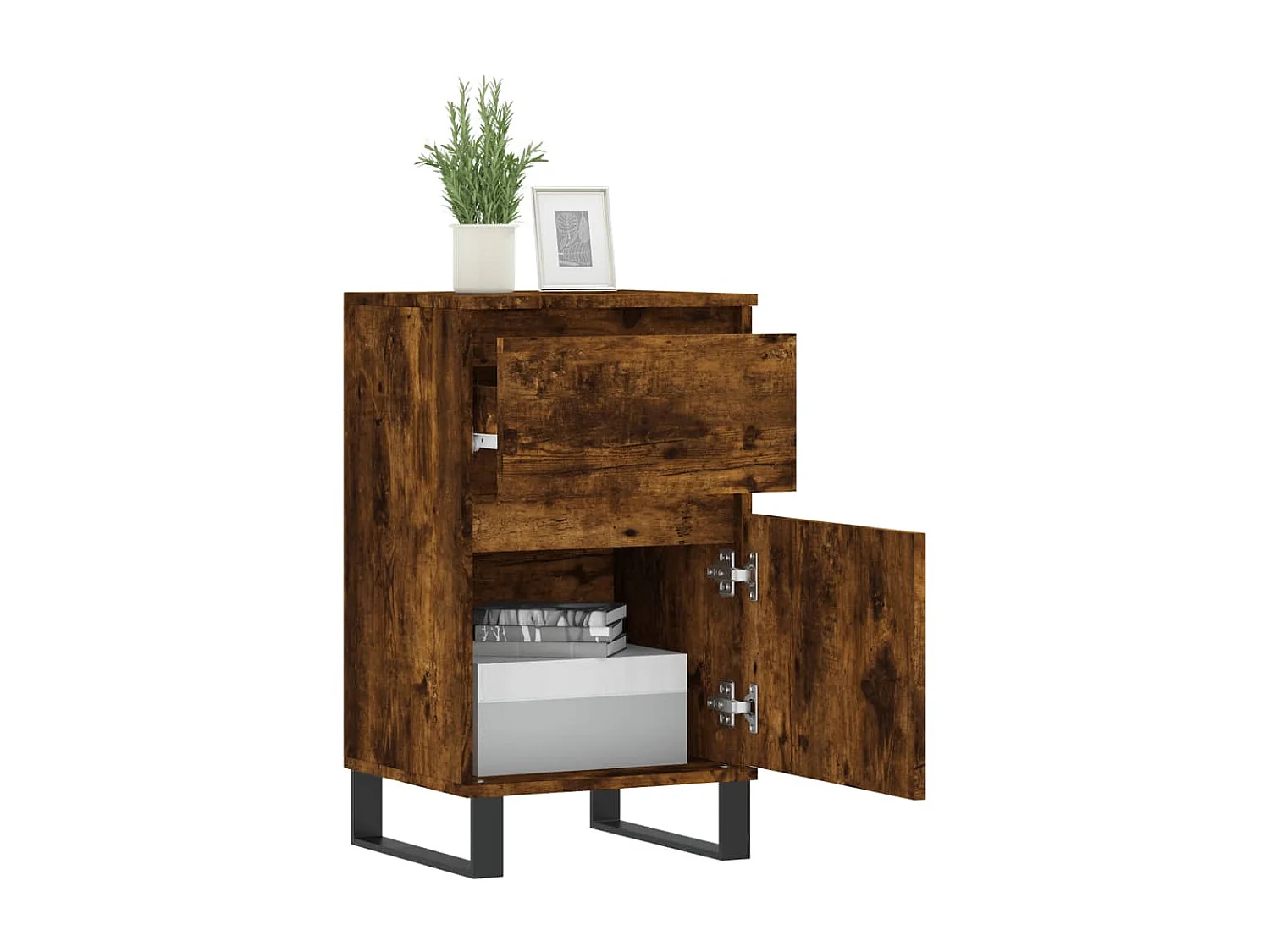 Buffet chêne fumé 40x35x70 cm bois d'ingénierie QWE62432