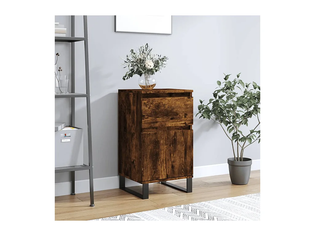 Buffet chêne fumé 40x35x70 cm bois d'ingénierie QWE62432