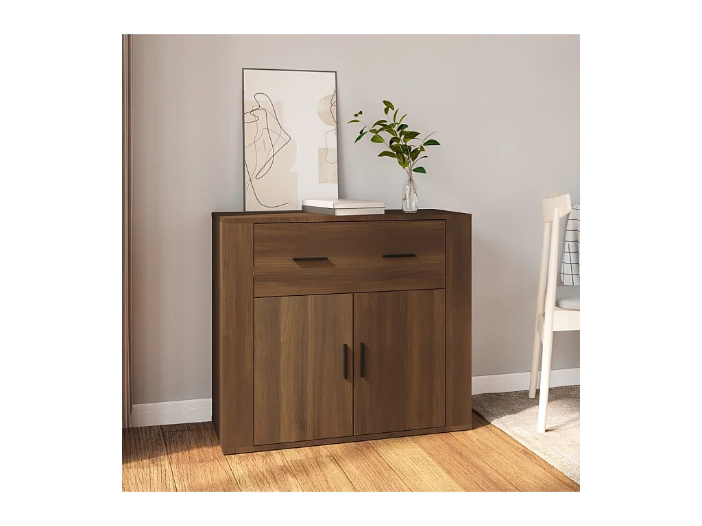 Buffet Chêne marron 80x33x70 cm Bois d'ingénierie EGER13736