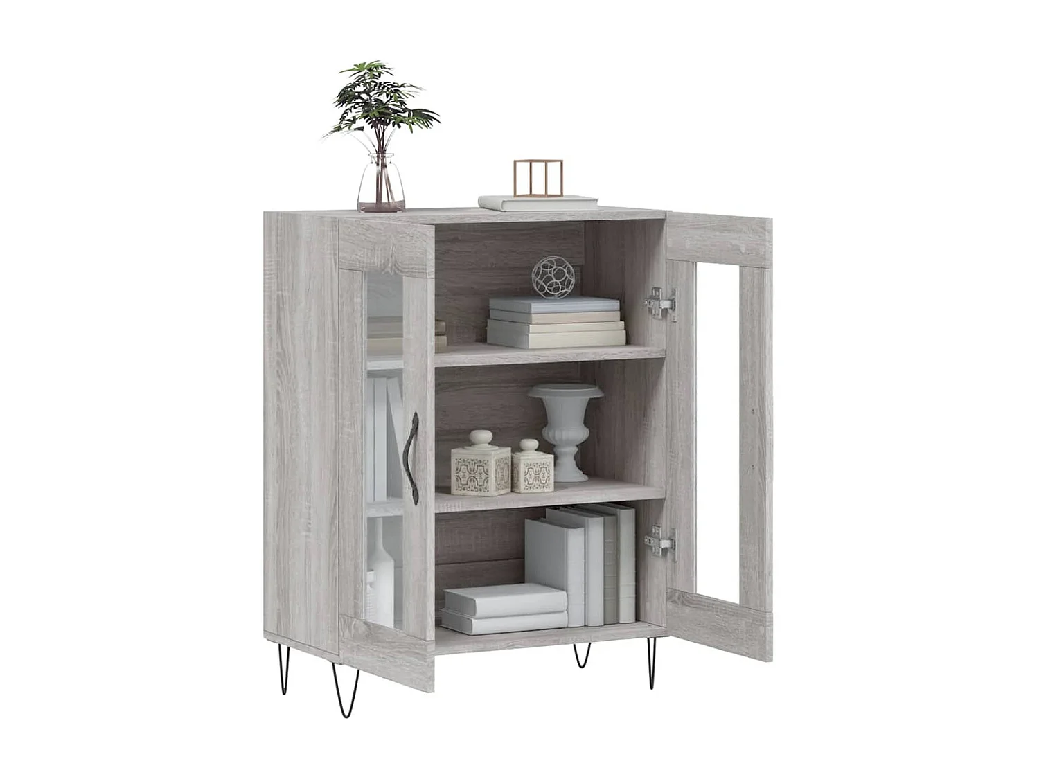 Aparador de madera de ingeniería gris Sonoma 69,5x34x90 cm ES27661