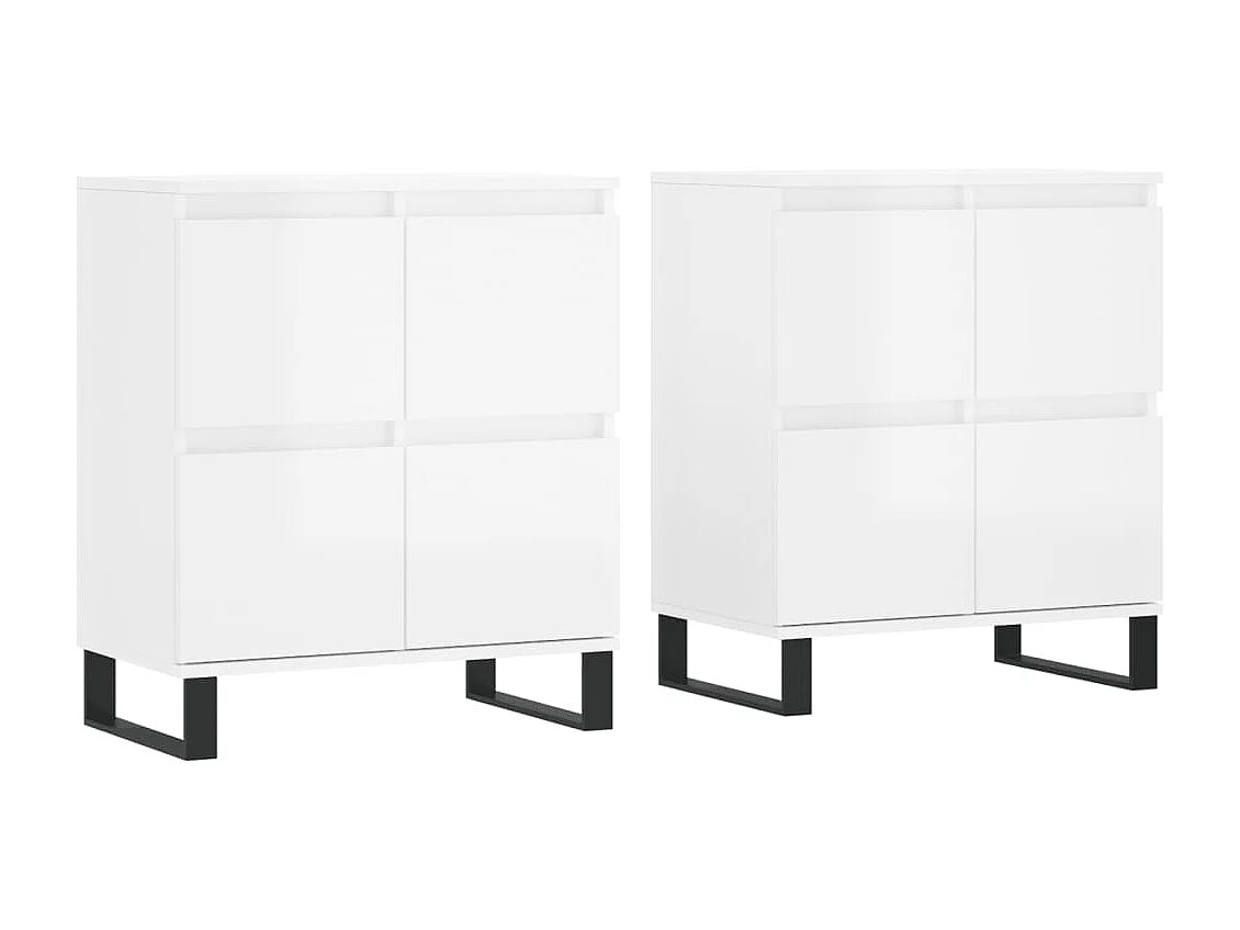 lot de 2 Buffets blanc brillant bois d'ingénierie QWE51885