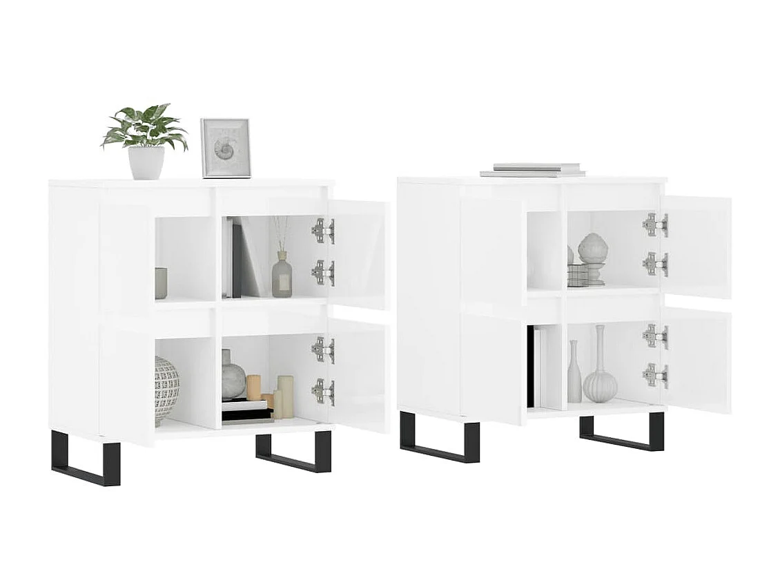 lot de 2 Buffets blanc brillant bois d'ingénierie QWE51885