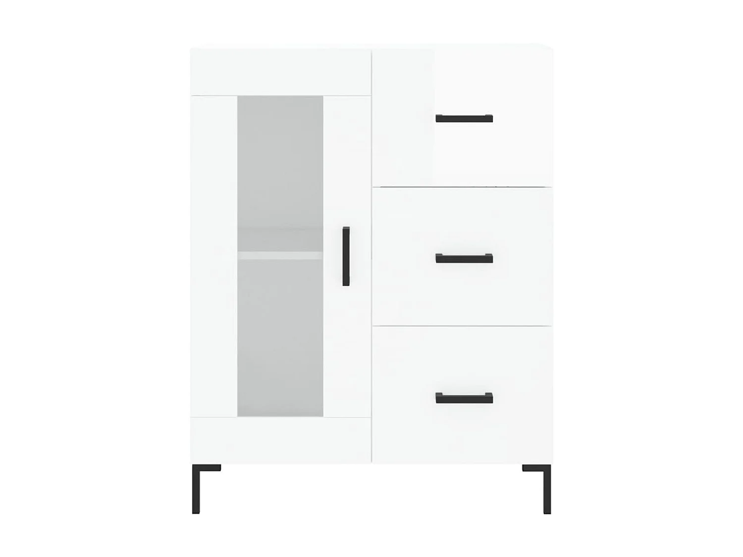 Buffet Blanc brillant 69,5x34x90 cm Bois d'ingénierie QWE17479