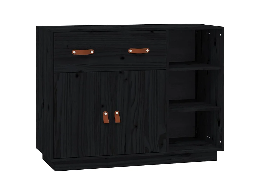 Aparador 98,5x40x75 cm madeira de pinho maciça preto PT113142