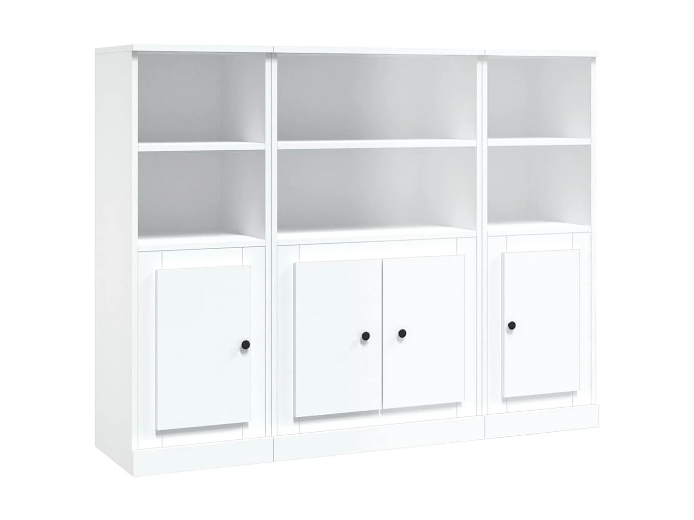 Hoge kasten 3 st bewerkt hout wit NL564997