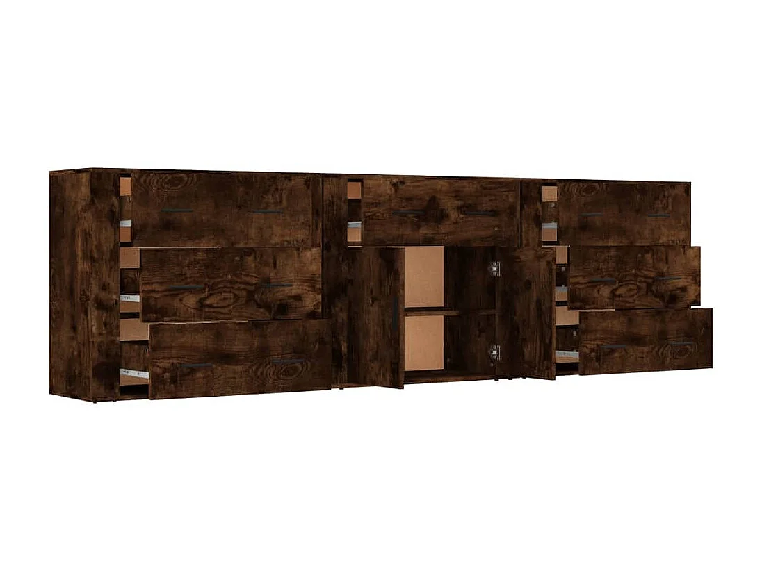 Aparadores 3 piezas madera contrachapada roble ahumado ES23242