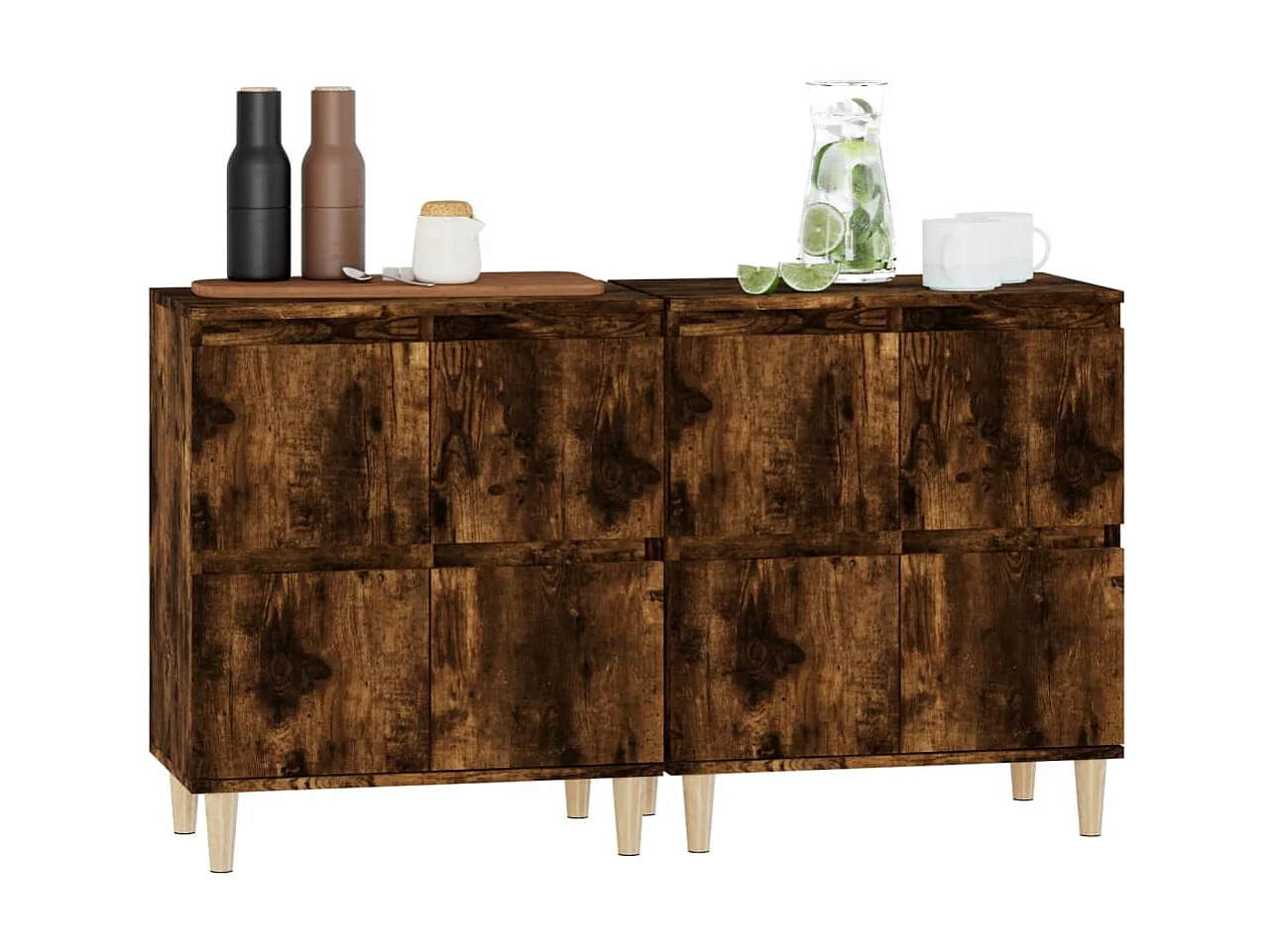 Aparadores 2 uds madera contrachapada roble ahumado 60x35x70 cm ES13220