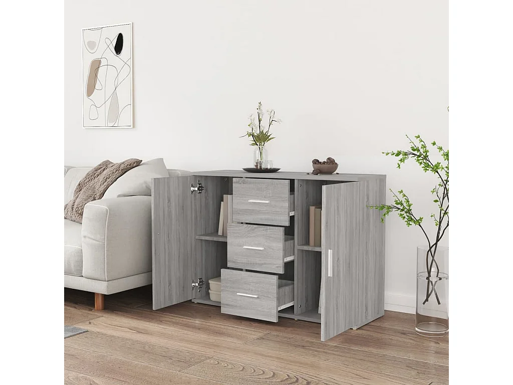 Buffet Sonoma gris 91x29,5x65 cm Bois d'ingénierie QWE77431