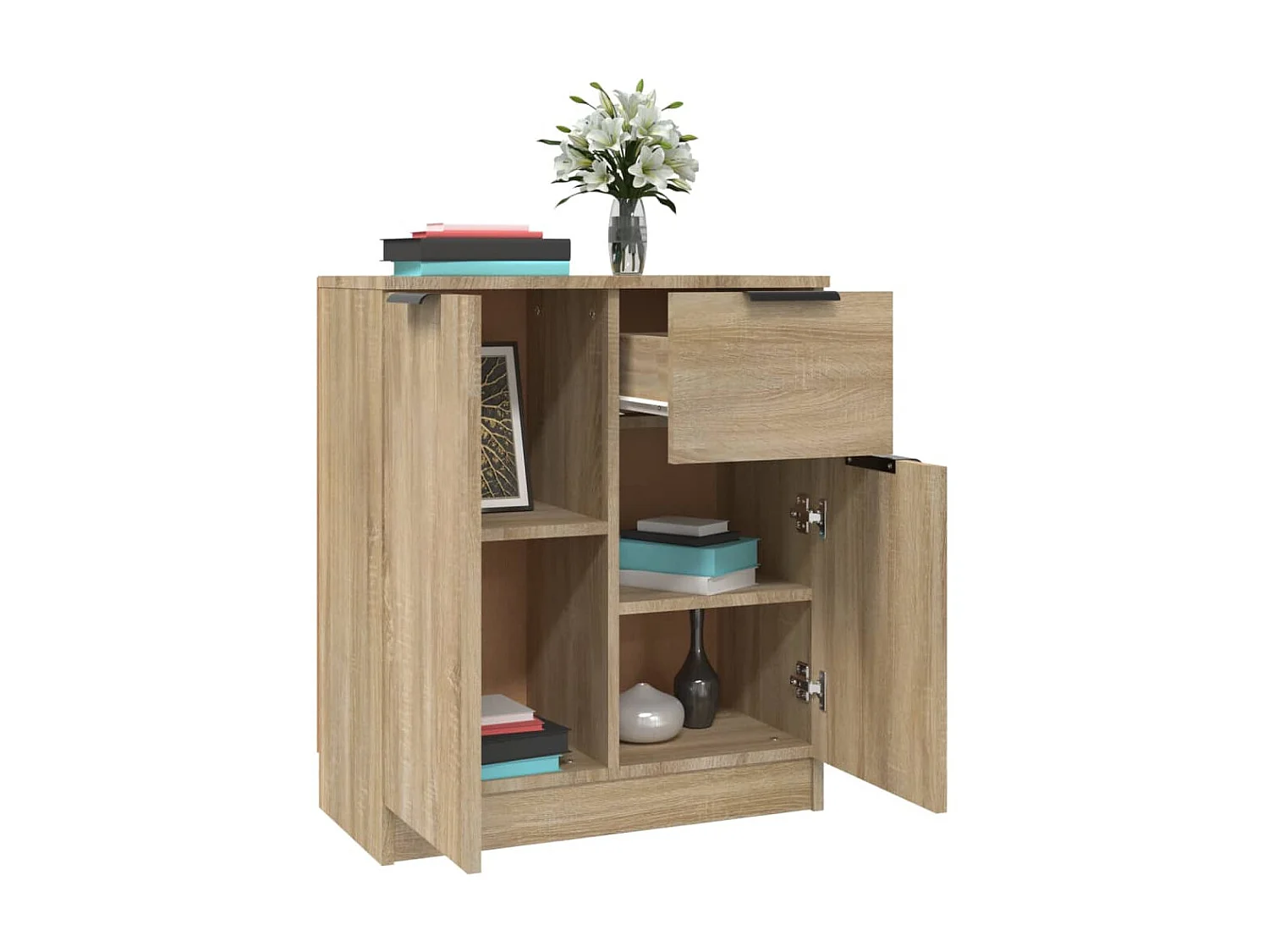 Buffet Chêne sonoma 60x30x70 cm Bois d'ingénierie QWE73862