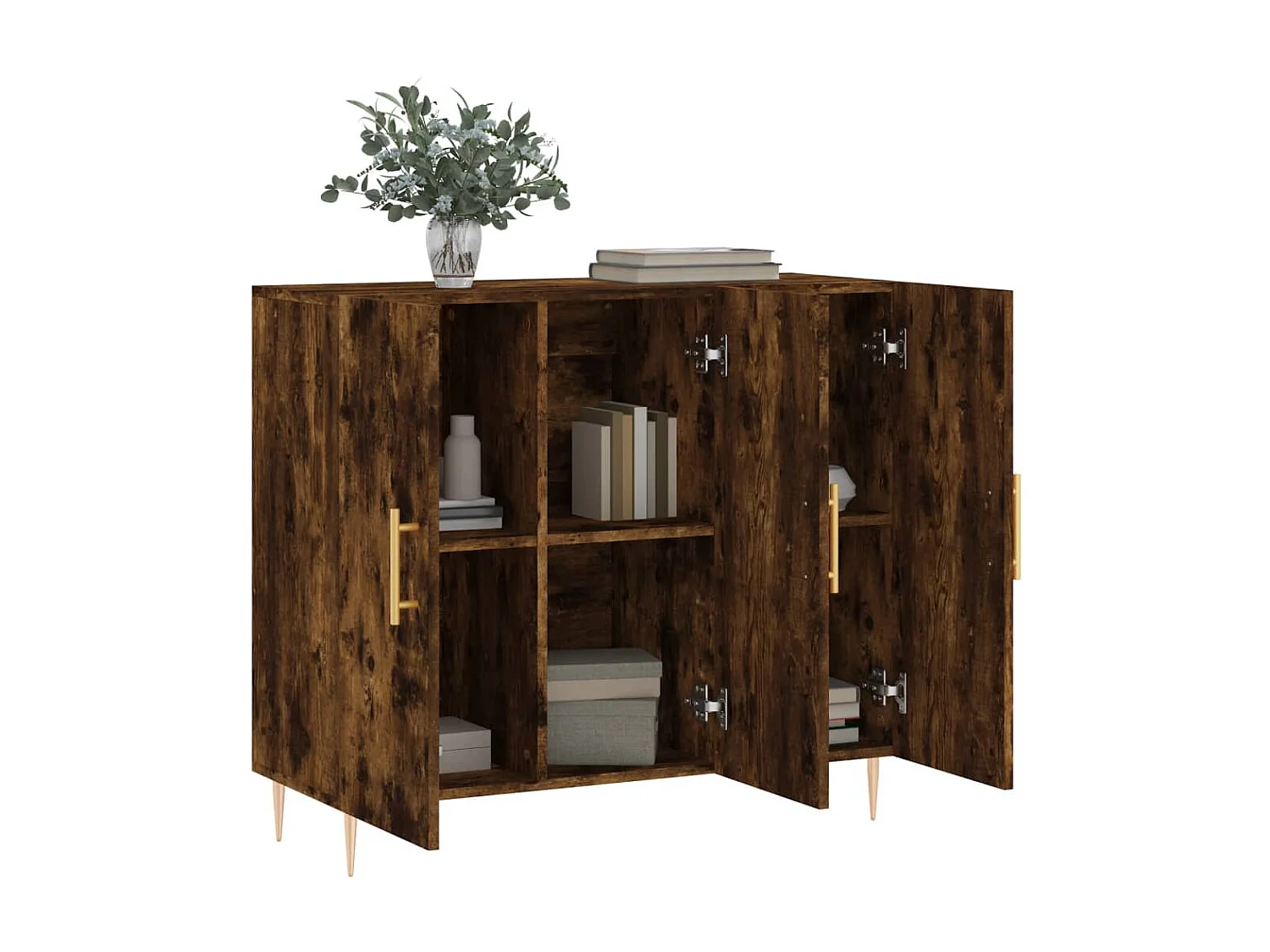 Buffet chêne fumé 90x34x80 cm bois d'ingénierie QWE16569