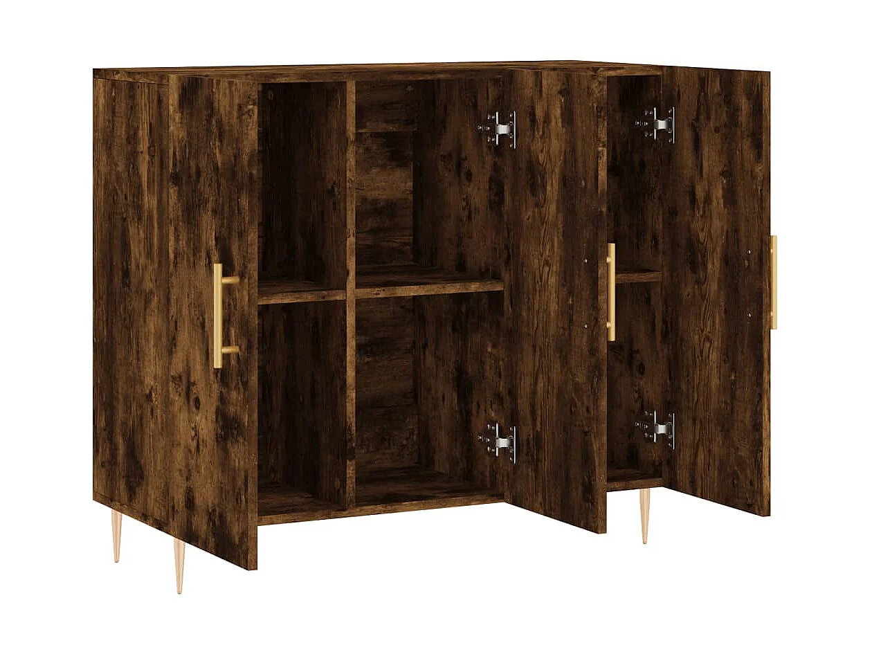 Buffet chêne fumé 90x34x80 cm bois d'ingénierie QWE16569