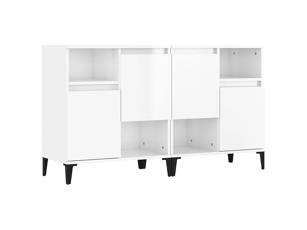 Buffets 2 pcs blanc brillant 60x35x70 cm bois d'ingénierie EGER76586