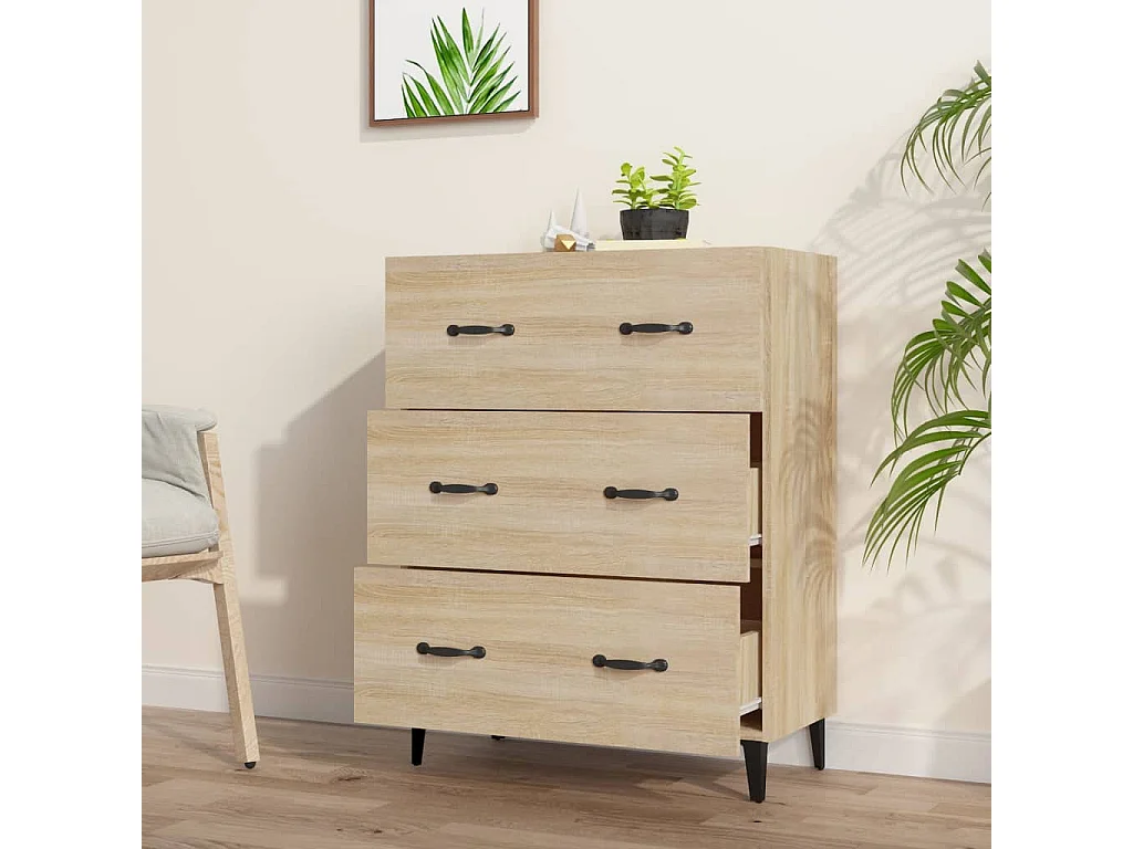 Aparador de madera de ingeniería roble Sonoma 69,5x34x90 cm ES48876