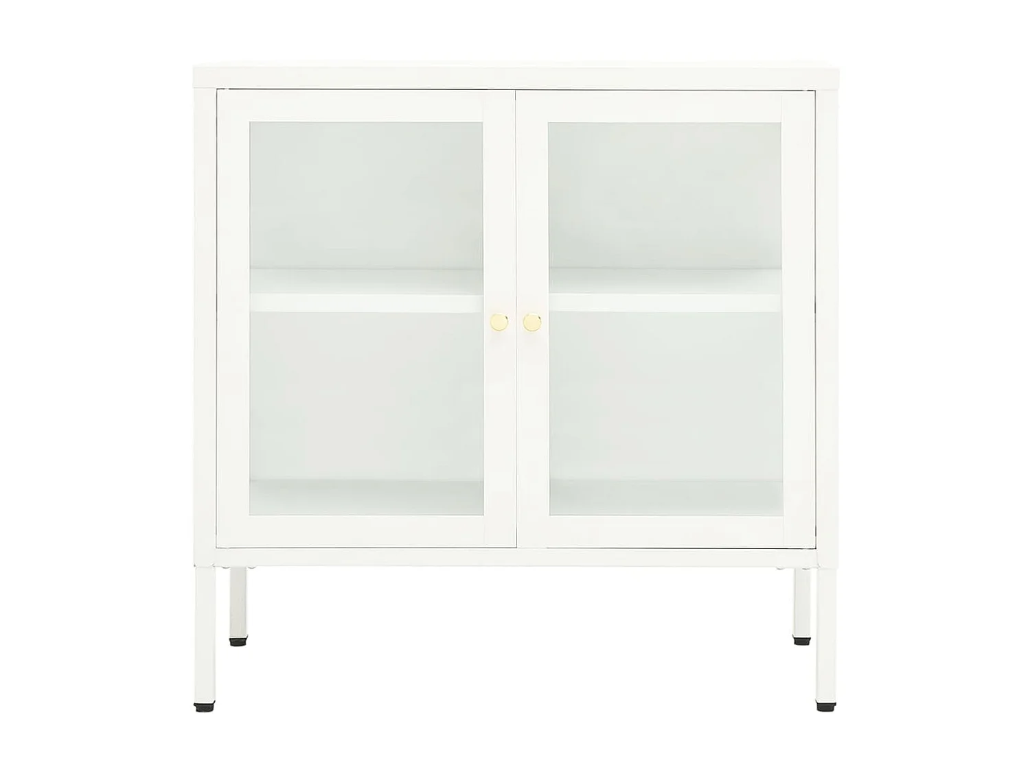 Buffet Blanc 70x35x70 cm Acier et verre EGER84463