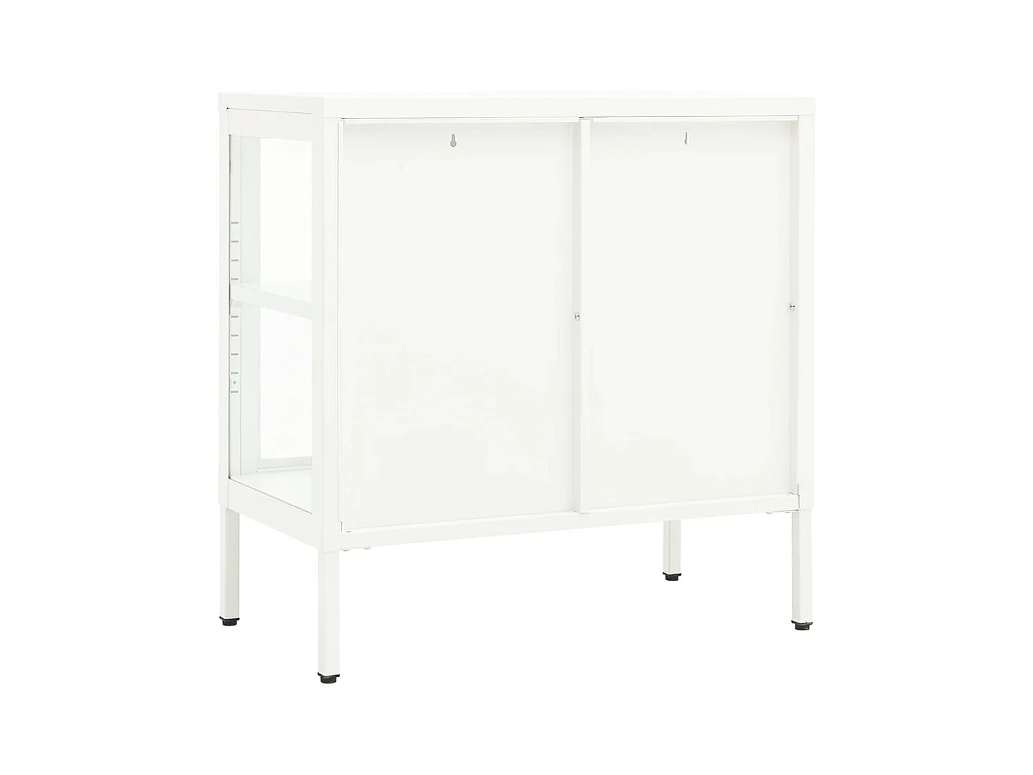 Buffet Blanc 70x35x70 cm Acier et verre EGER84463