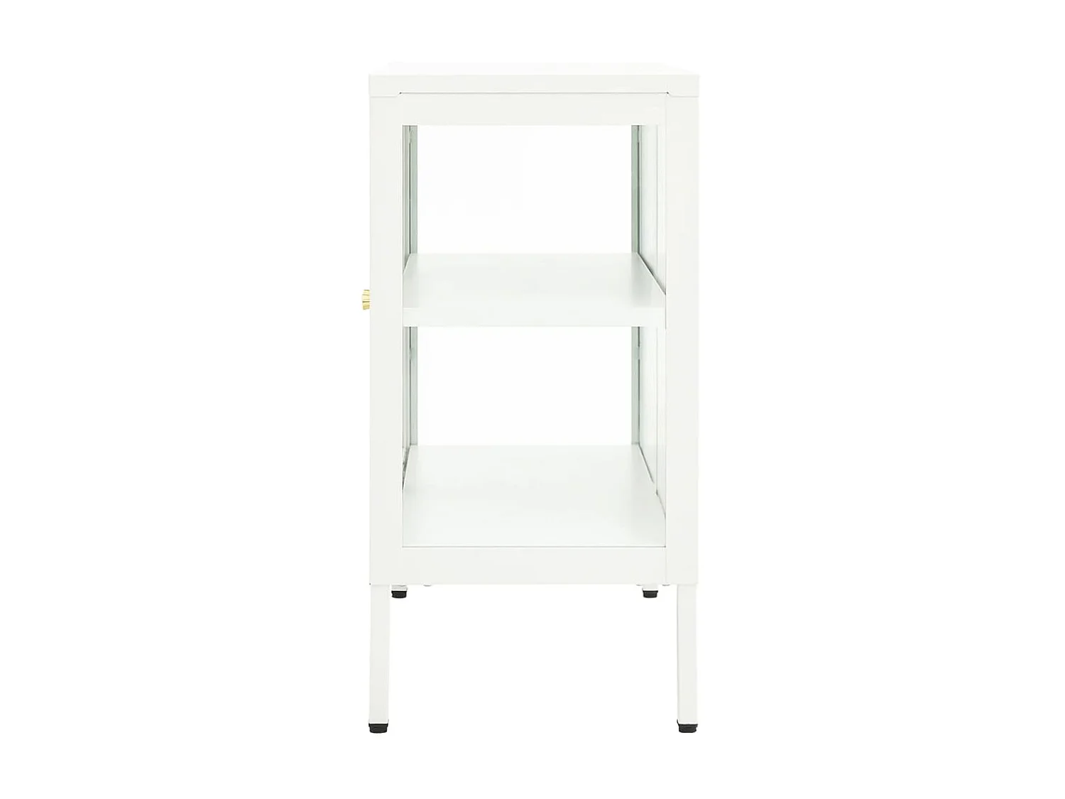 Aparador 70x35x70 cm vidro e aço branco PT305684