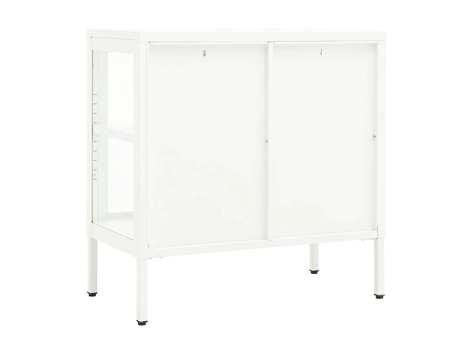 Aparador 70x35x70 cm vidro e aço branco PT305684