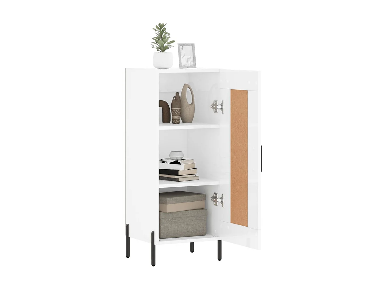 Dressoir 34,5x34x90 cm bewerkt hout hoogglans wit NL687210