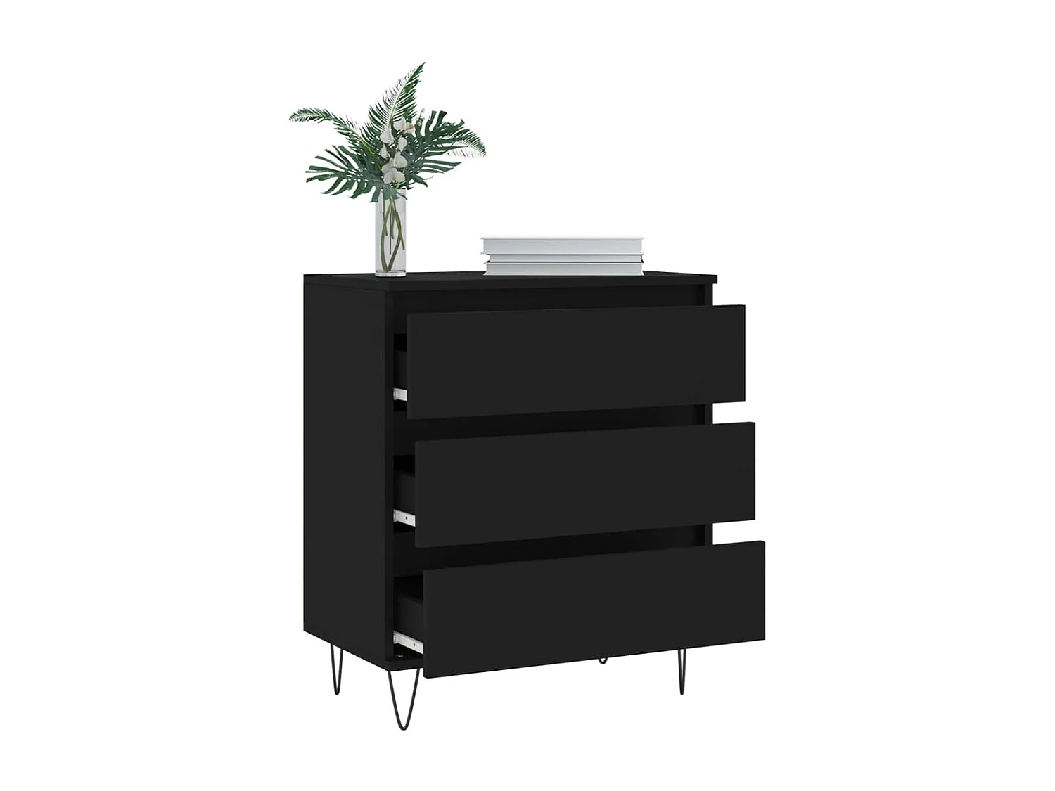 Aparador de madera contrachapada negro 60x35x70 cm ES89489