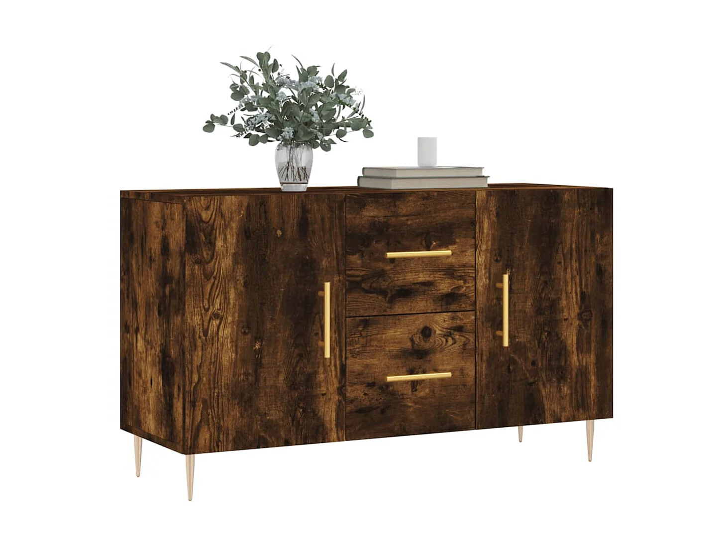 Buffet chêne fumé 100x36x60 cm bois d'ingénierie QWE71709