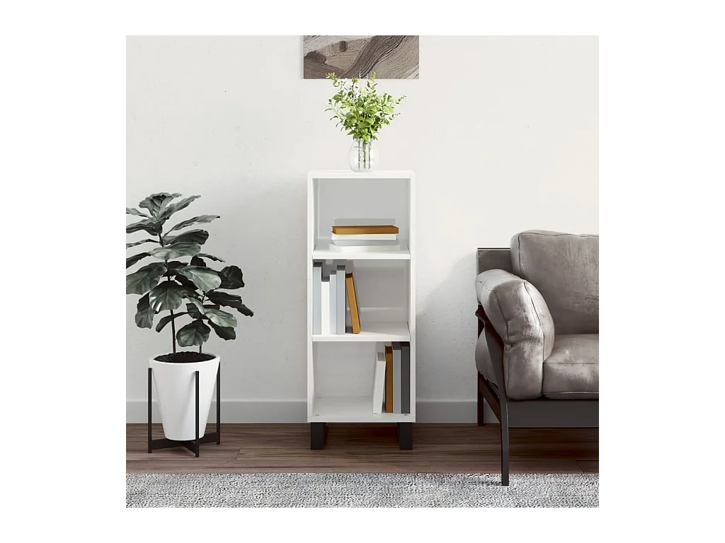 Buffet blanc brillant 34,5x32,5x90 cm bois d'ingénierie QWE41843