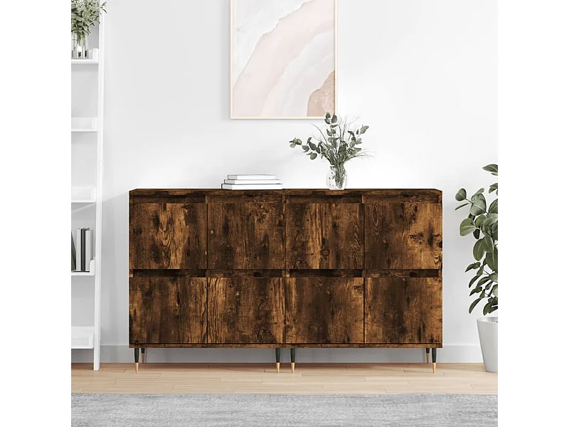 lot de 2 Buffets chêne fumé bois d'ingénierie QWE62662