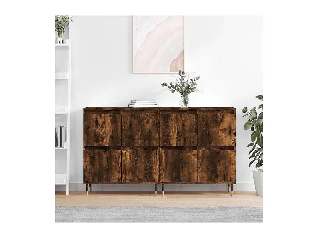lot de 2 Buffets chêne fumé bois d'ingénierie QWE62662