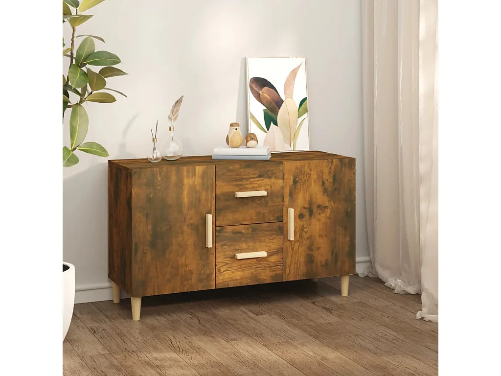 Buffet chêne fumé 100x36x60 cm bois d'ingénierie EGER66255