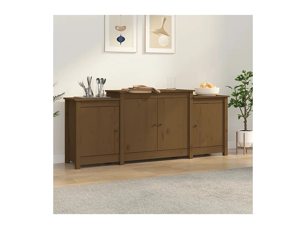 Buffet Marron miel 164x37x68 cm Bois massif de pin EGER38491