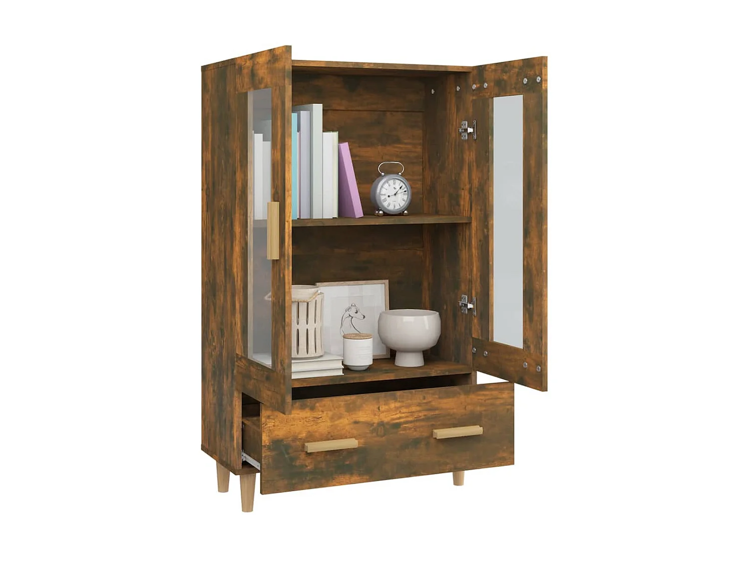 Buffet haut Chêne fumé 70x31x115 cm Bois d'ingénierie EGER59112