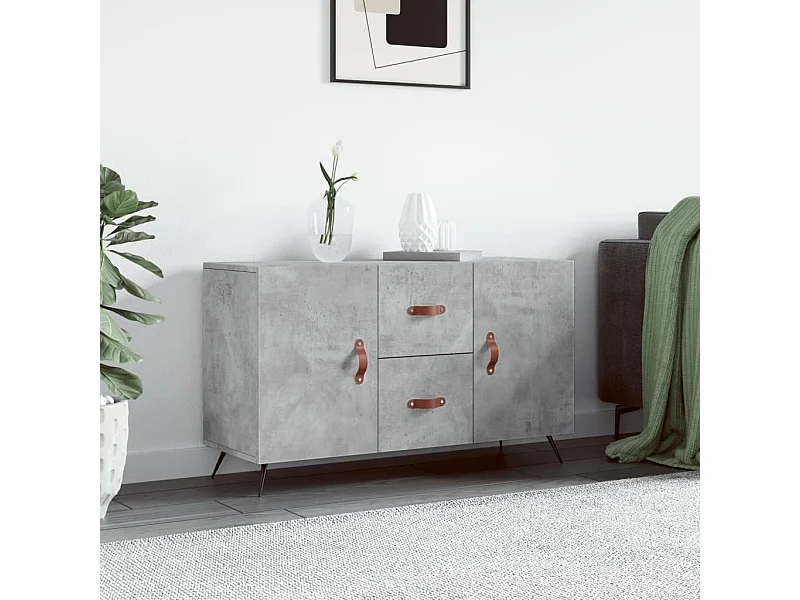 Buffet gris béton 100x36x60 cm bois d'ingénierie QWE43766