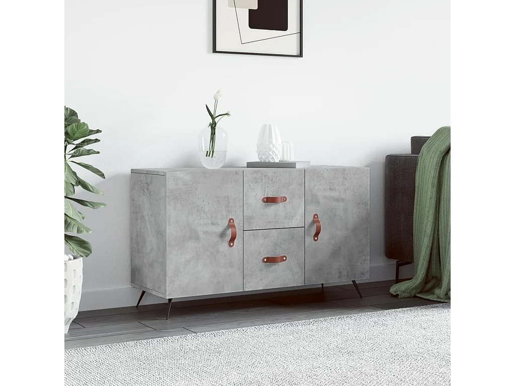 Buffet gris béton 100x36x60 cm bois d'ingénierie QWE43766