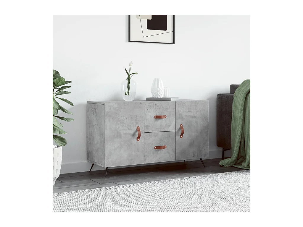 Buffet gris béton 100x36x60 cm bois d'ingénierie QWE43766