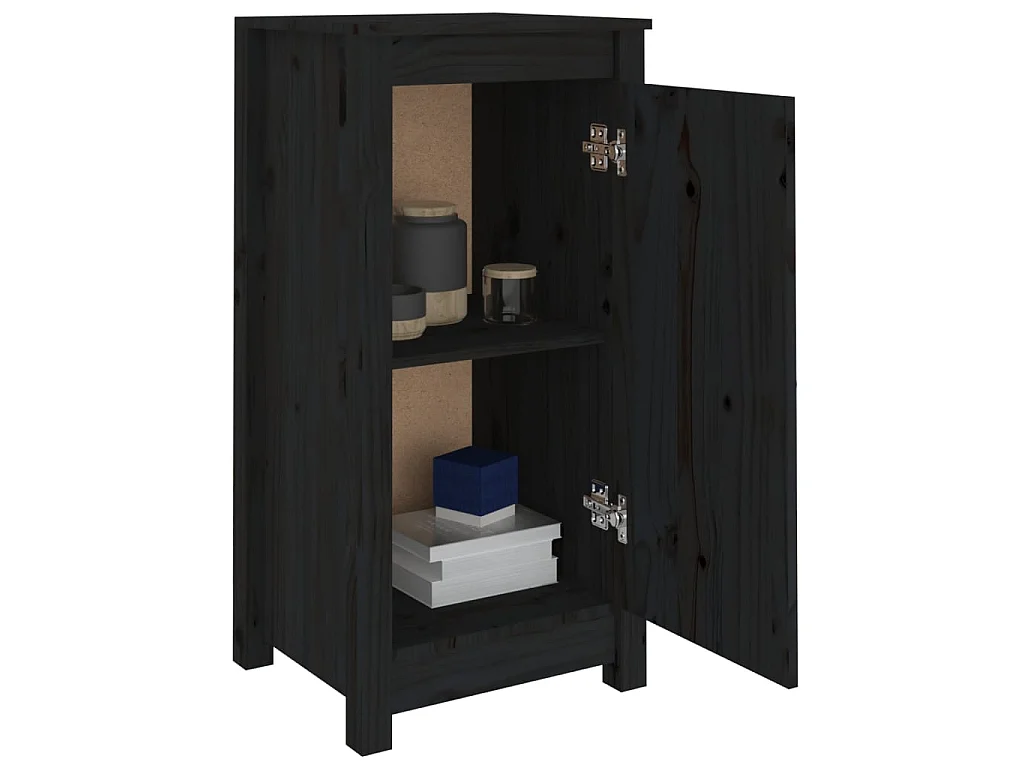 lot de 2 Buffets Noir 40x35x80 cm Bois massif de pin QWE95939