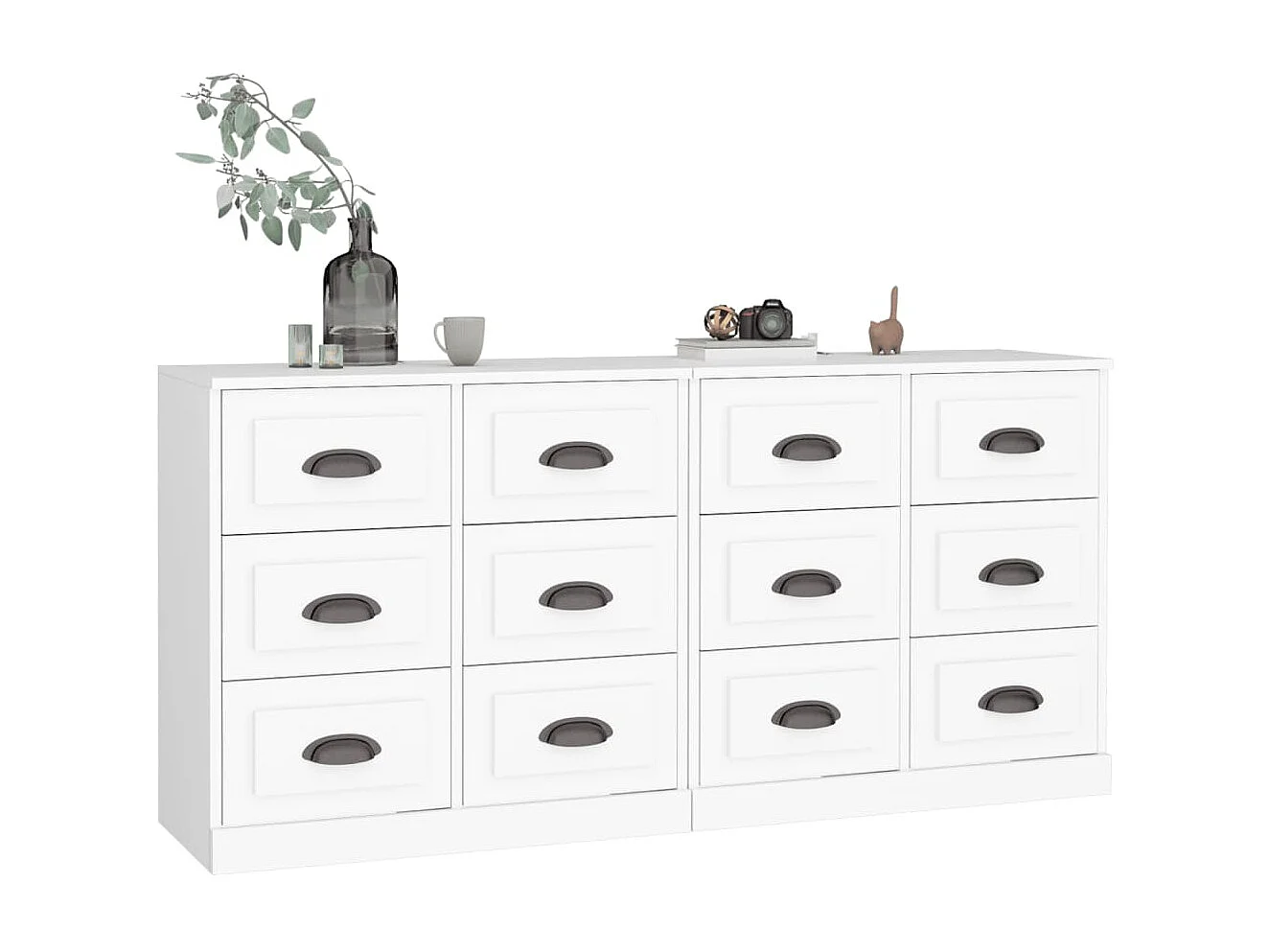 Buffets 2 pcs blanc bois d'ingénierie EGER77501