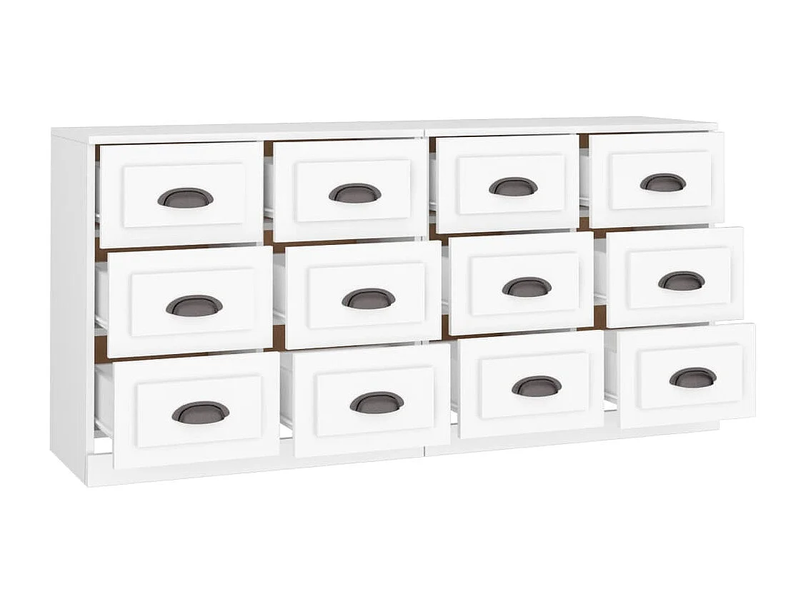 Buffets 2 pcs blanc bois d'ingénierie EGER77501