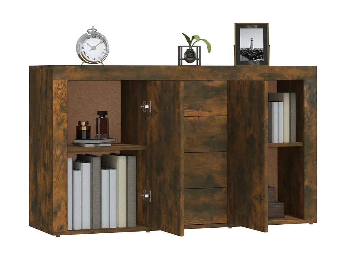 Aparador madera contrachapada color roble ahumado 120x36x69 cm ES77955