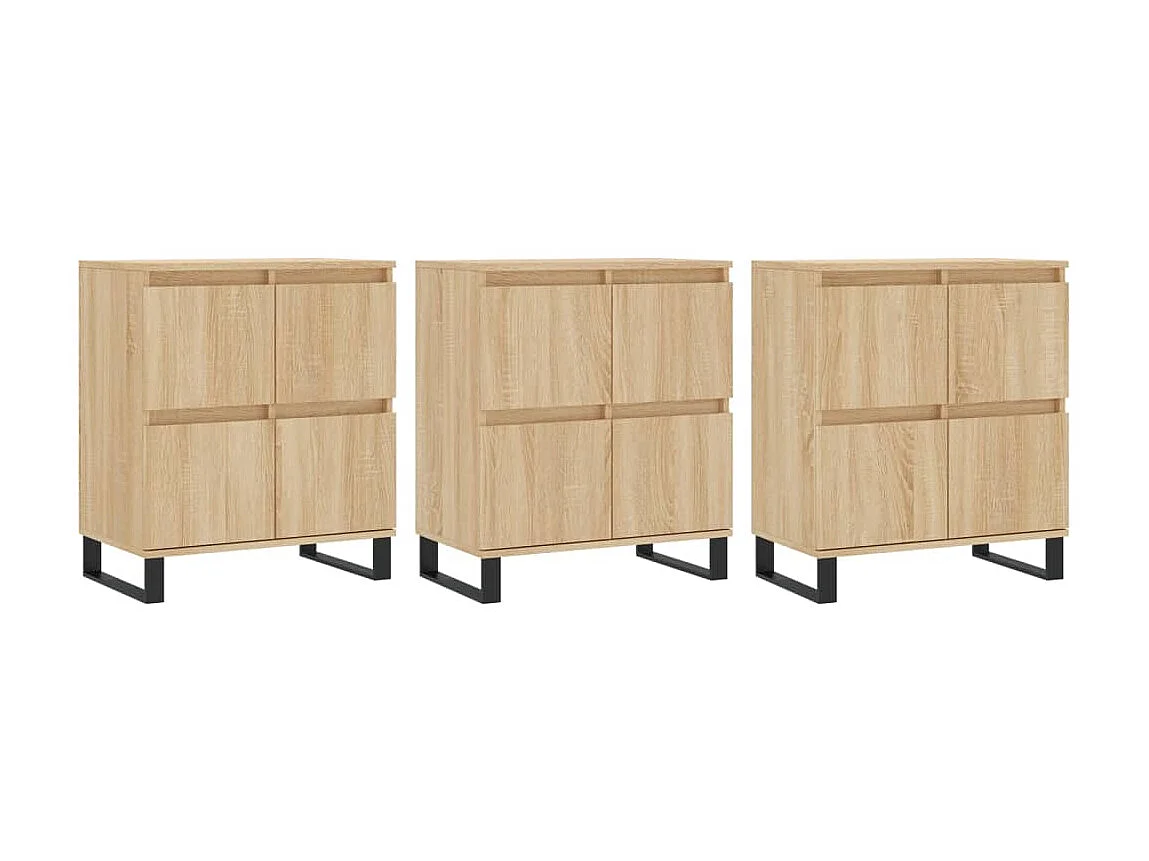 Dressoirs 3 st bewerkt hout sonoma eiken NL77931