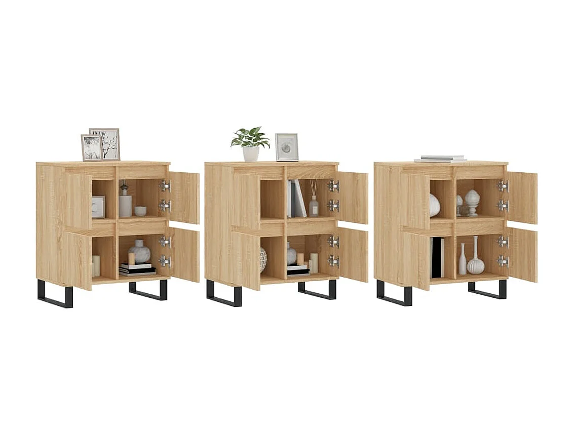 Dressoirs 3 st bewerkt hout sonoma eiken NL77931