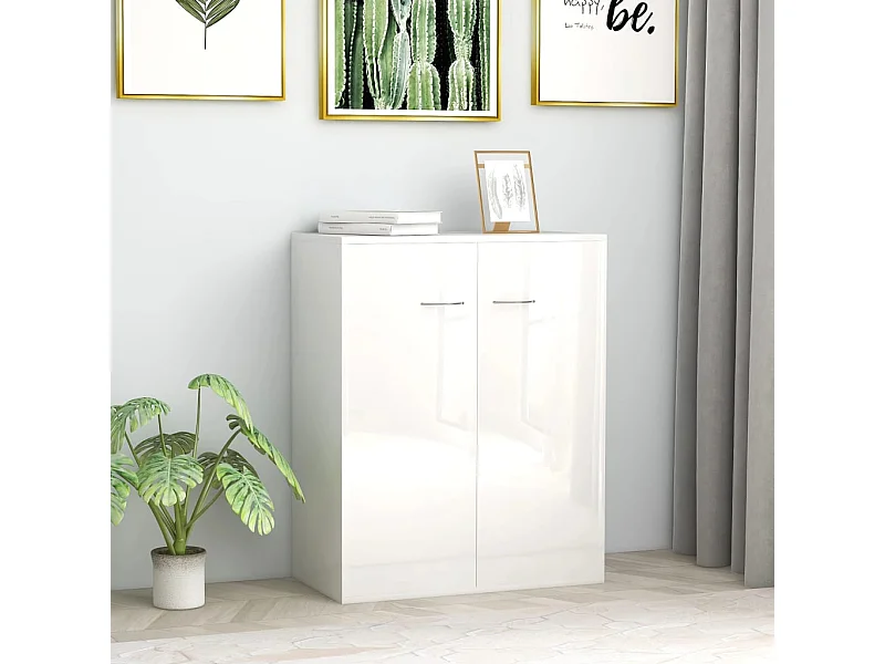 Aparador 60x30x75 cm contraplacado branco brilhante PT896396