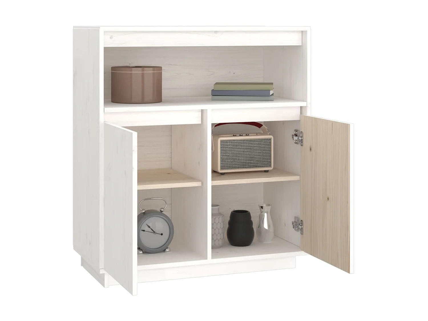 Dressoir 70x34x80 cm massief grenenhout wit NL753492