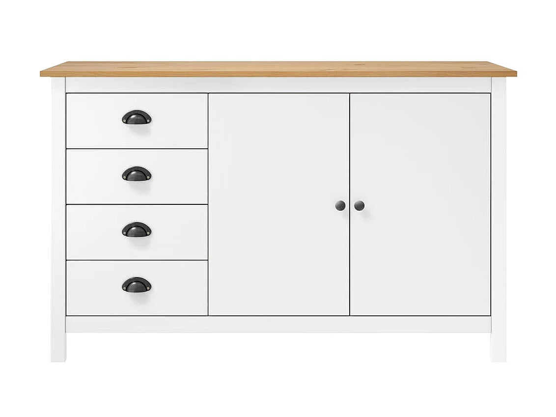 Dressoir Hill 79x40x80 cm massief grenenhout wit NL244840