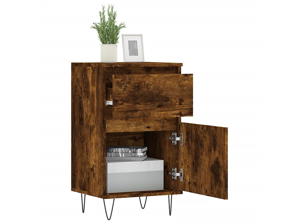 Buffet chêne fumé 40x35x70 cm bois d'ingénierie QWE34115