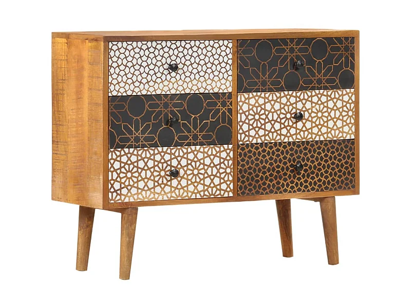 Buffet avec motif imprimé 90x30x70 cm Bois de manguier massif EGER85679