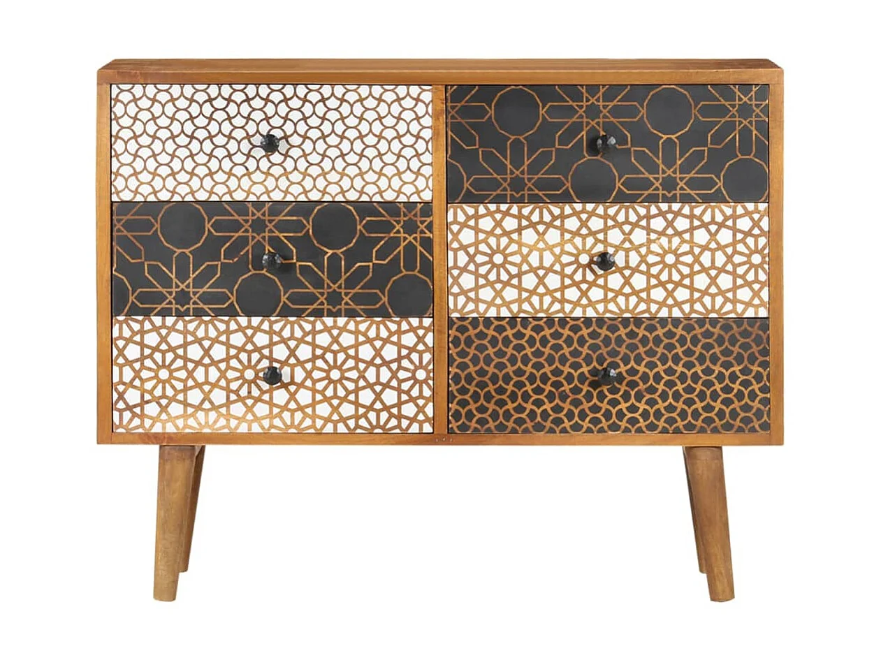 Buffet avec motif imprimé 90x30x70 cm Bois de manguier massif EGER85679