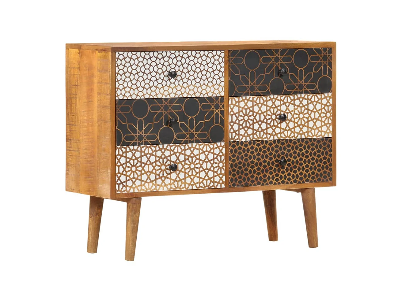 Buffet avec motif imprimé 90x30x70 cm Bois de manguier massif EGER85679