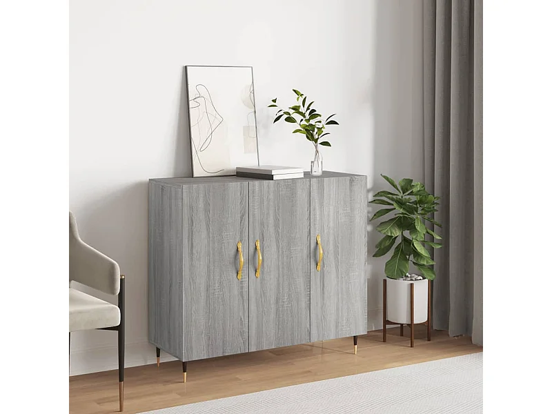 Buffet sonoma gris 90x34x80 cm bois d'ingénierie QWE98907