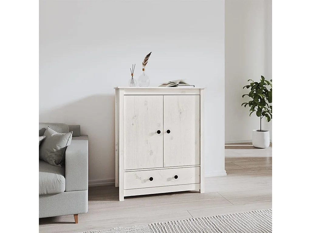 Buffet haut Blanc 83x41,5x100 cm Bois massif de pin EGER93287