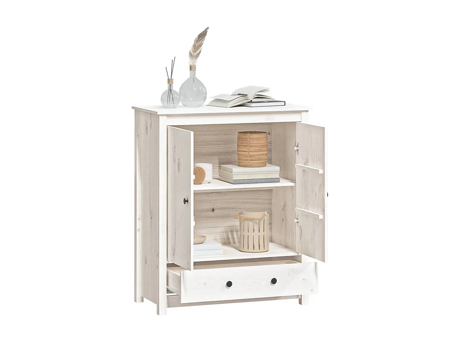 Buffet haut Blanc 83x41,5x100 cm Bois massif de pin EGER93287